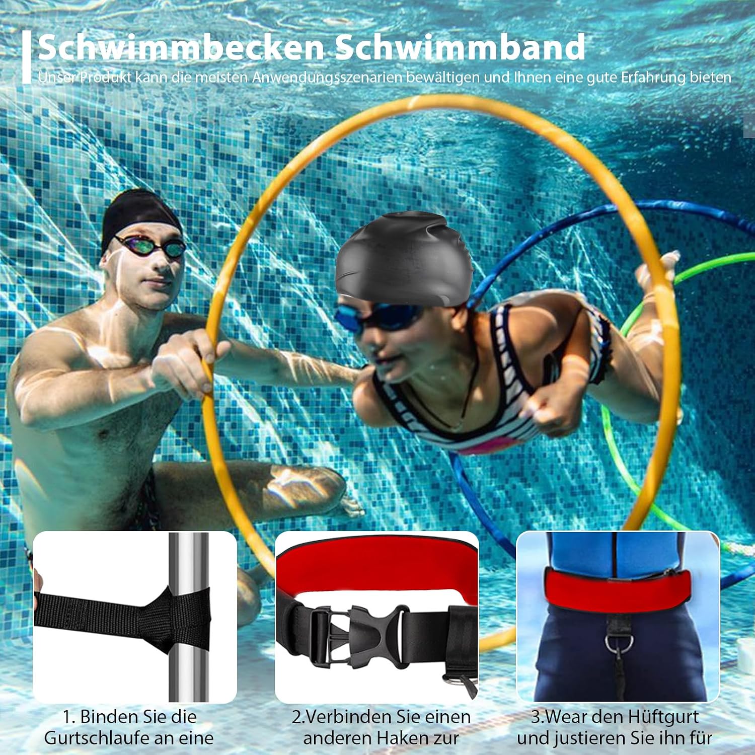 Thumbnail 3 de Schwimmgurt Pool 3,6 m – Einstellbarer Schwimmtrainer für Kinder und Erwachsene