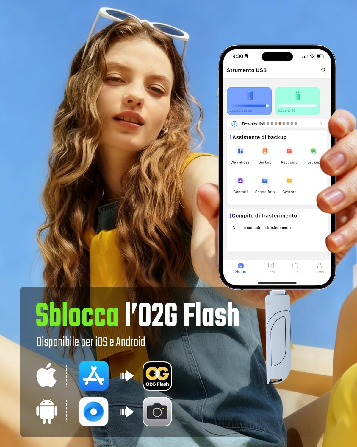 Thumbnail 5 de Gaulau Chiavetta USB per iPhone 128GB - 3 in 1 con Lightning, USB-C e USB-A, MFi, 180 MB/s