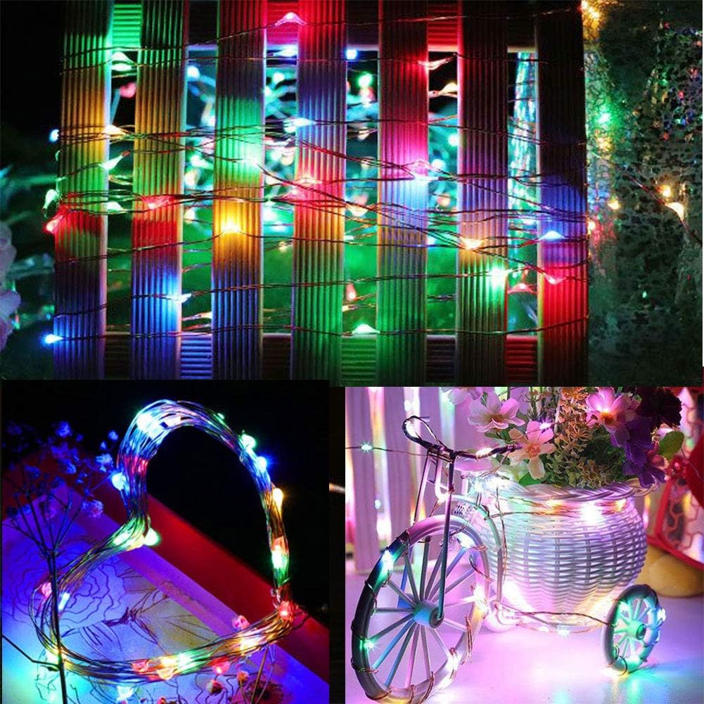 Thumbnail 5 de FANSIR Fairy String Lights (2 Set, 33ft, 100 LEDs per set) with Remote Control, 8 Modes, IP65 Battery Operated Silver Wire