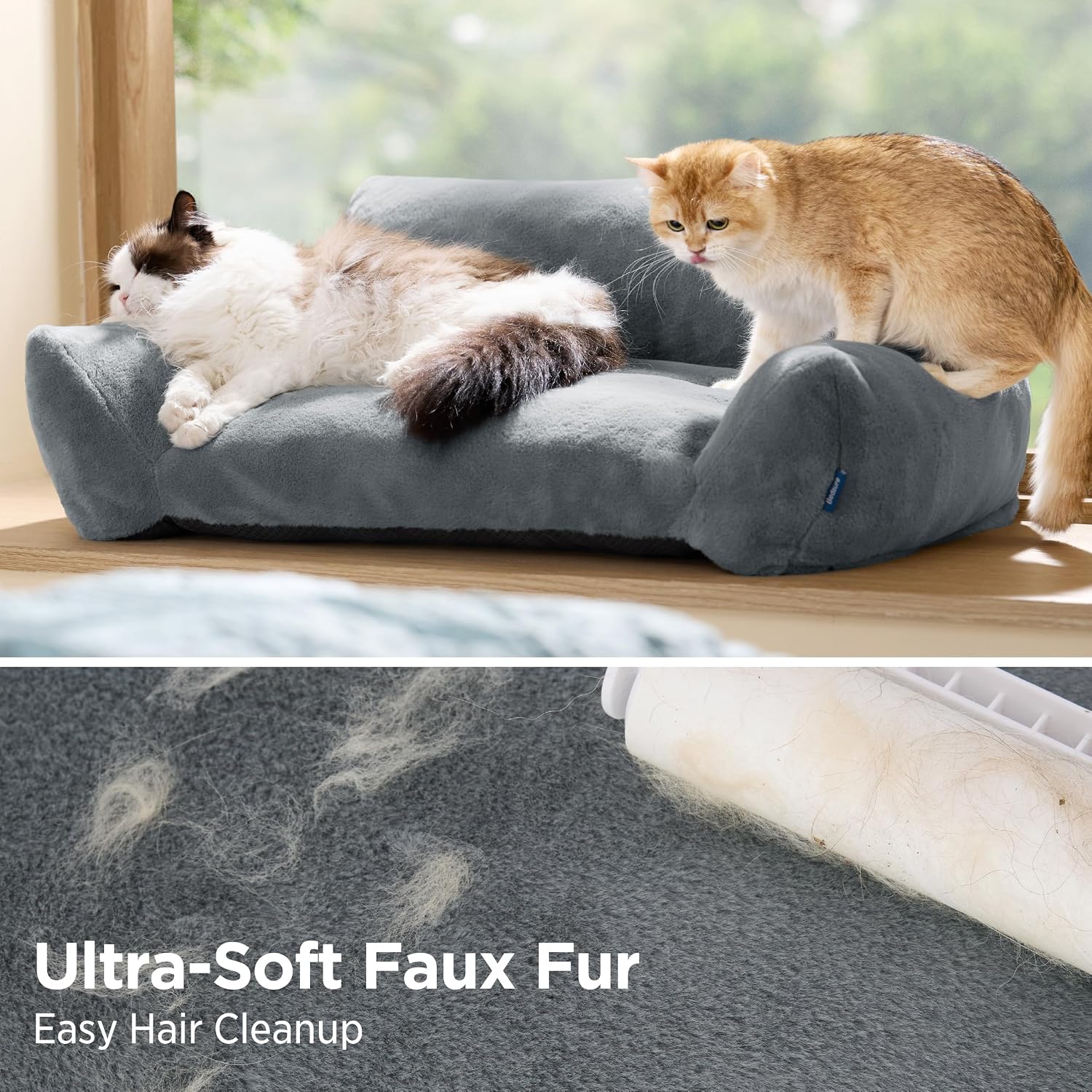Detalle 2 de Bedsure Dog Sofa Bed Large – Dark Grey, 76x51x25cm, removable cover, anti-slip base