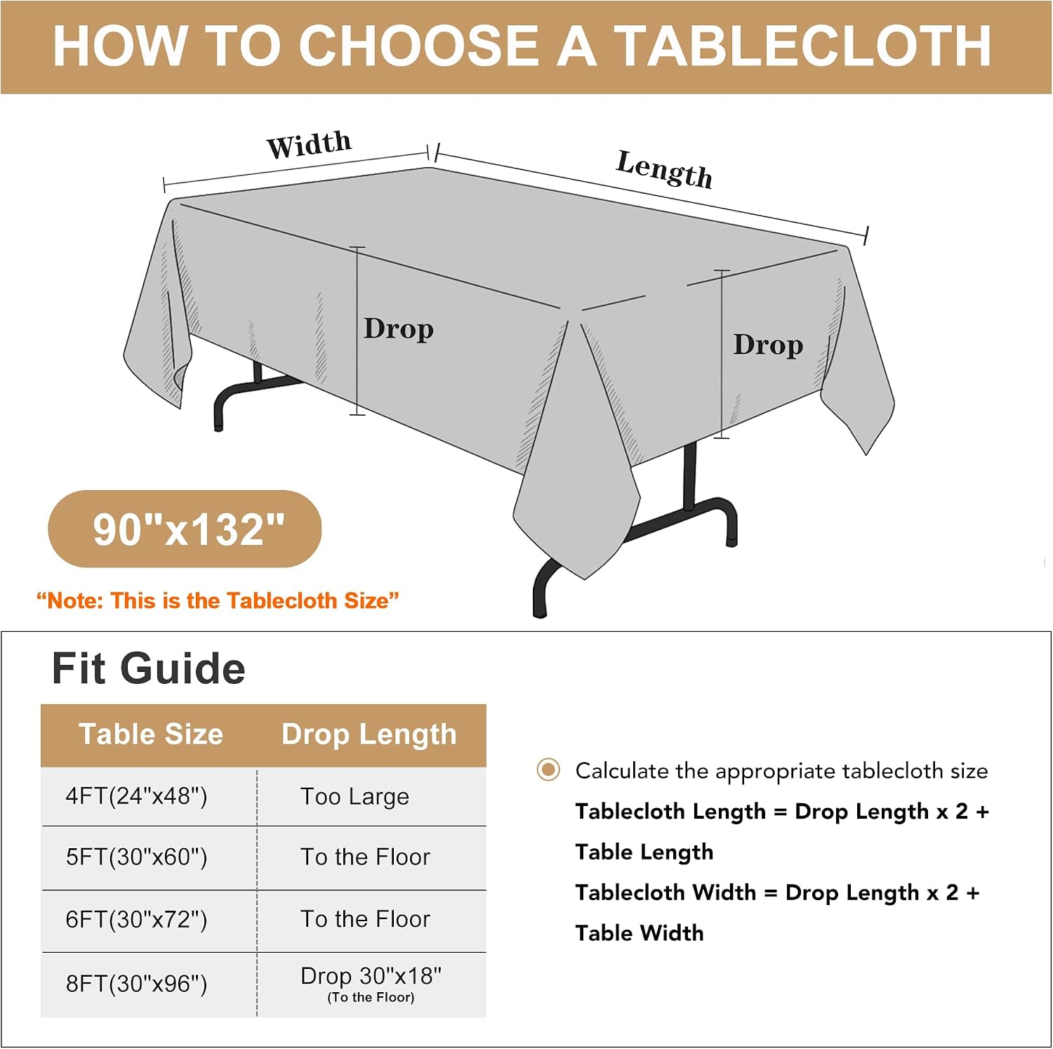Thumbnail 6 de Sancua 6-Pack Rectangle Tablecloths — 90x132 Inches, White, Washable Polyester