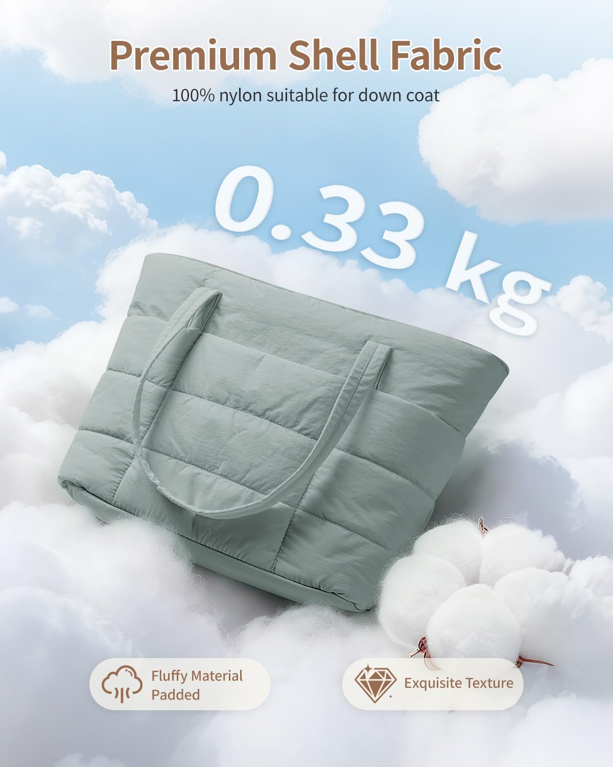 Detalle de Narwey Quilted Puffer Tote Bag for Women with 15.6" Laptop Sleeve and Elastic Cup Holder