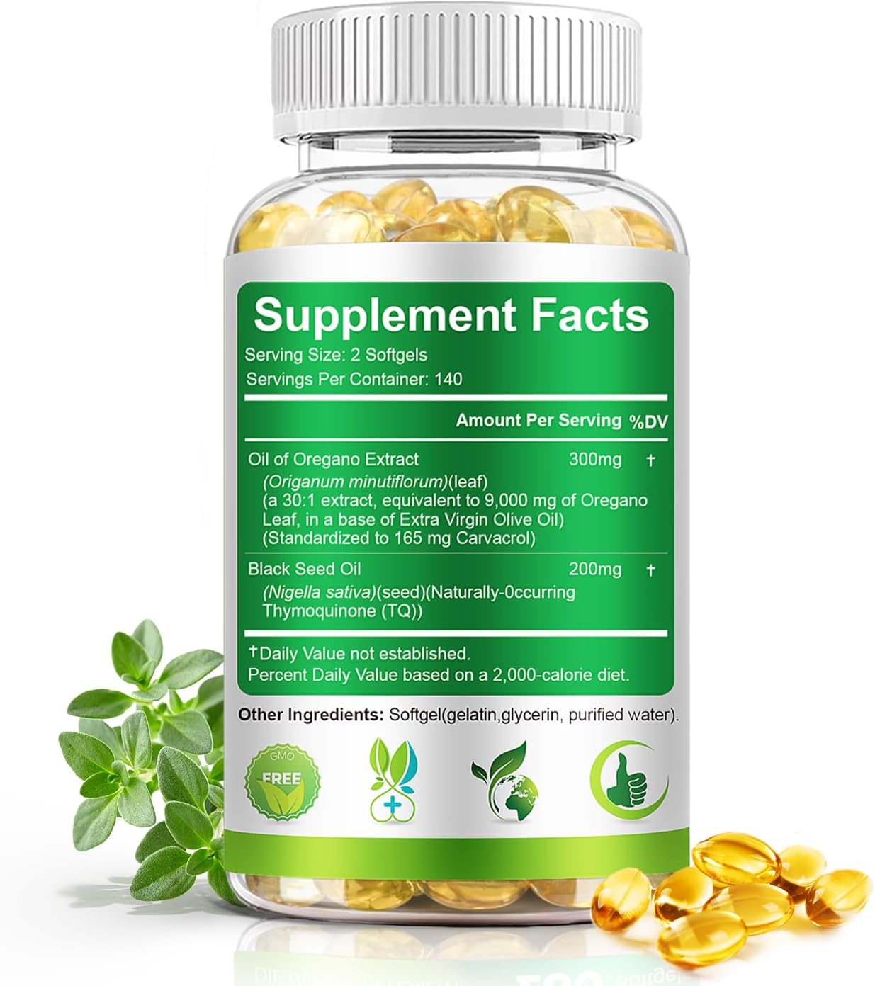 Detalle 1 de BEWORD Oregano Supplement, 560 Softgels