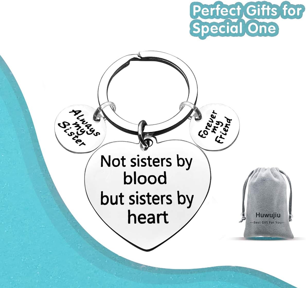 Thumbnail 6 de Huwujiu Best Friend Keyring: Not Sister by Blood but Sister by Heart