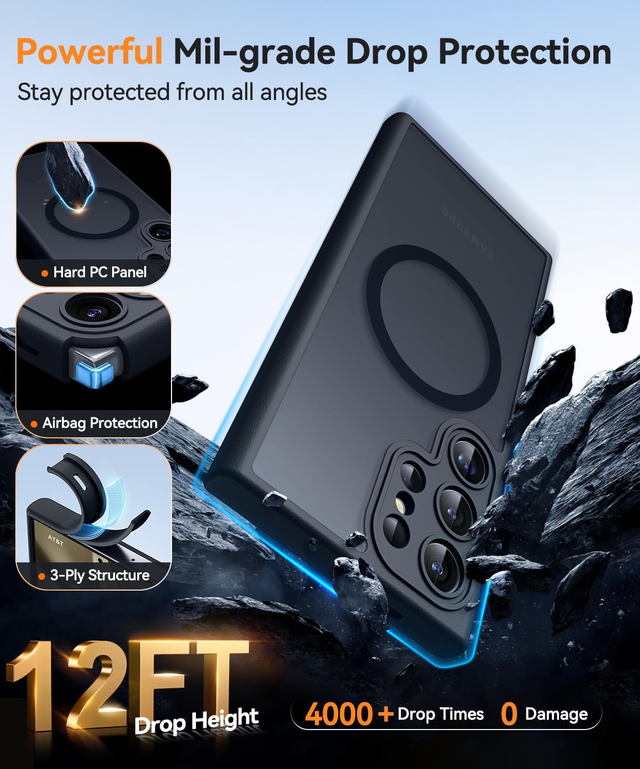 Thumbnail 5 de CANSHN Coque Magnétique pour Samsung Galaxy S24 Ultra 6,8'' — Protection complète et texture mate translucide