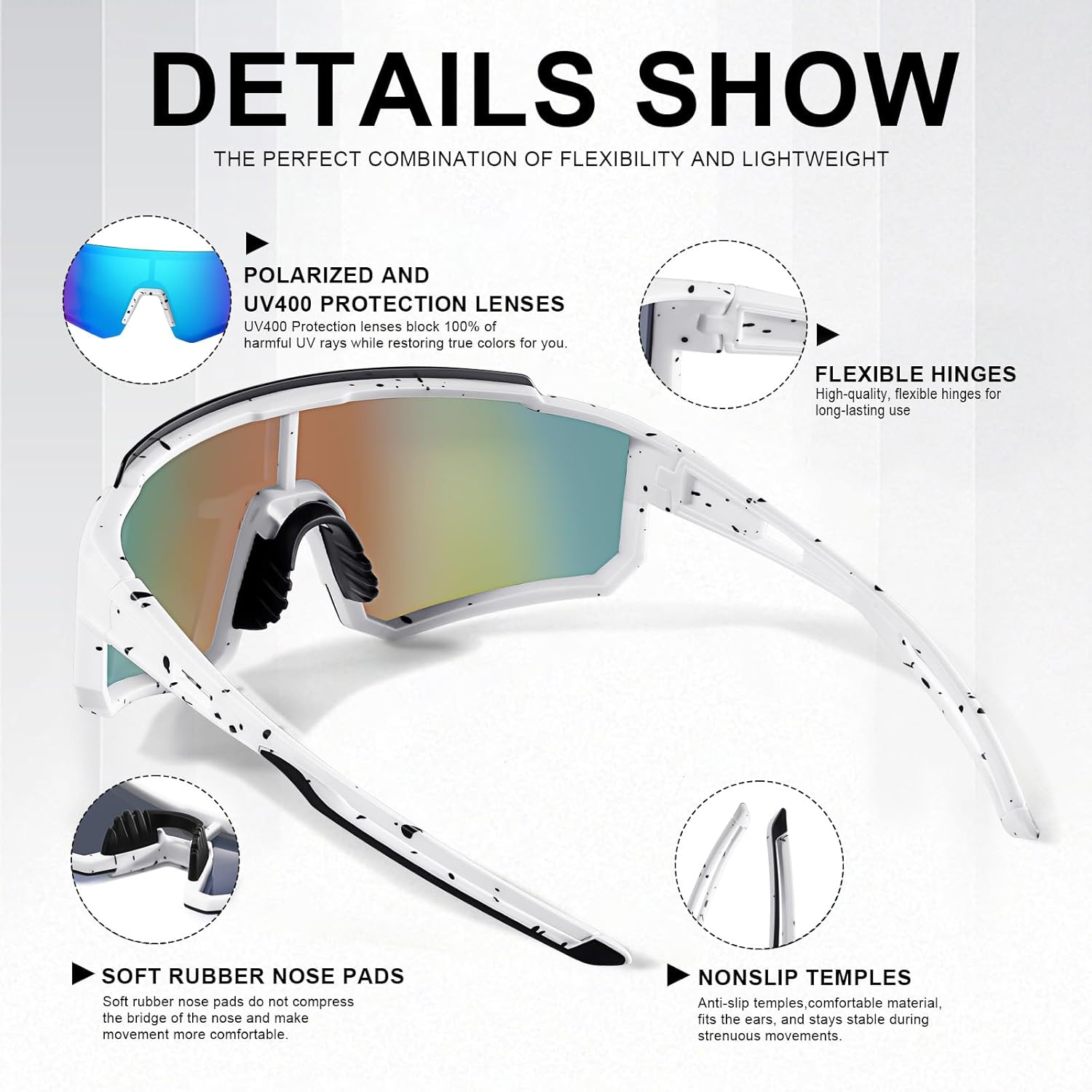 Thumbnail 3 de suoso Sportbrille Sonnenbrille mit polarisierten UV400 Gläsern für Herren & Damen