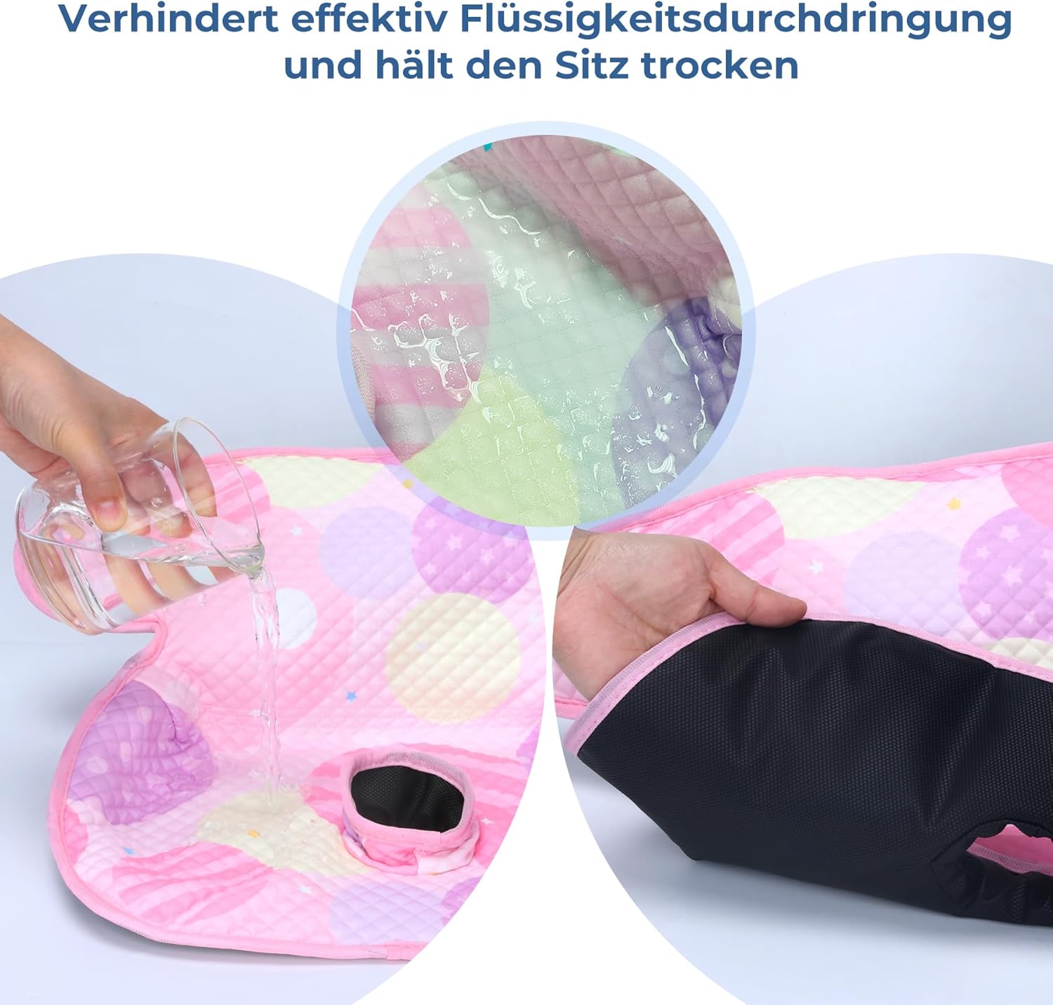 Detalle de INFANZIA wasserdichte Schutzunterlage fürs Töpfchentraining – Kindersitz-Protektor mit Trockensitz (Rosa, 1er-Pack)
