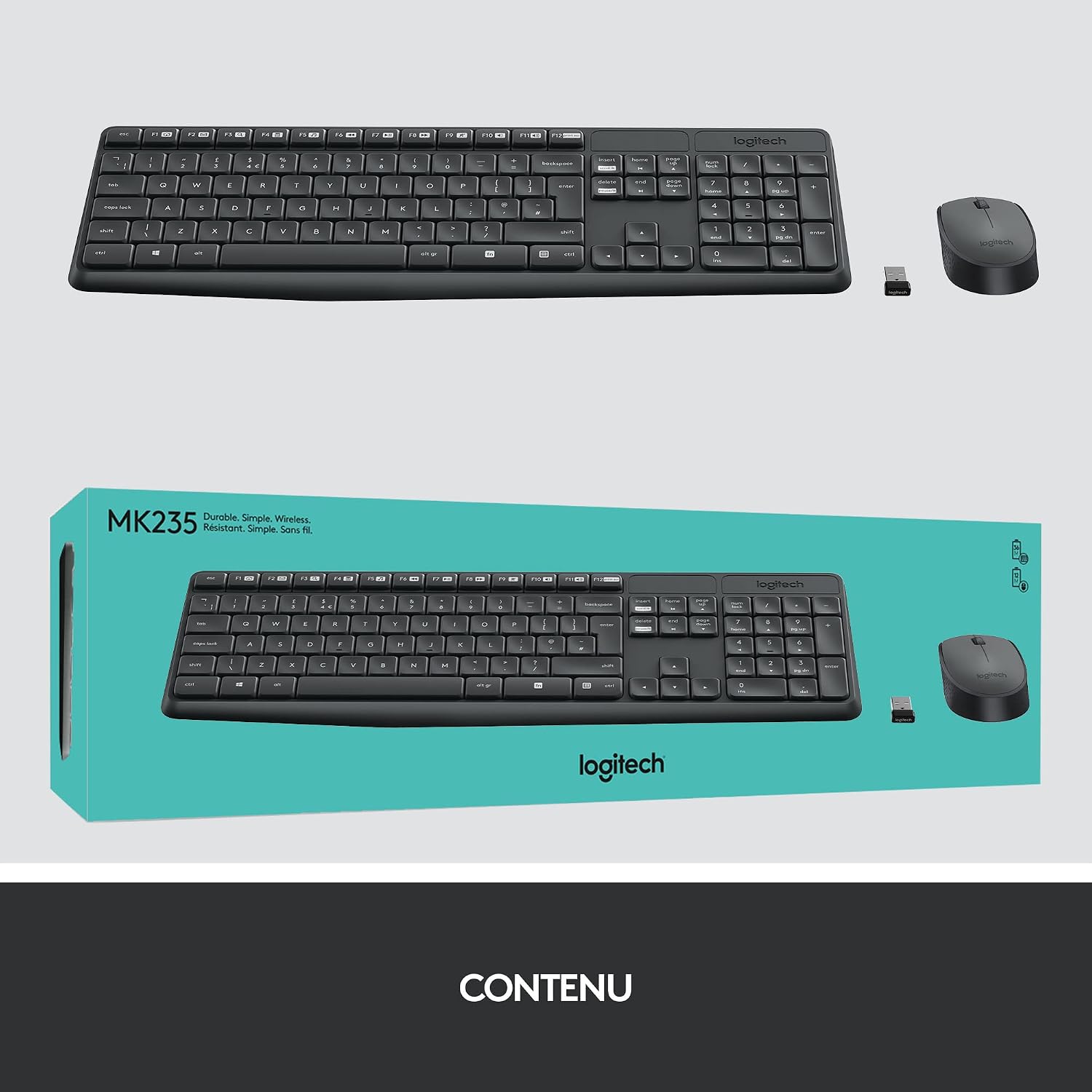 Detalle 2 de Logitech MK235: ensemble clavier et souris sans fil fiable pour Windows