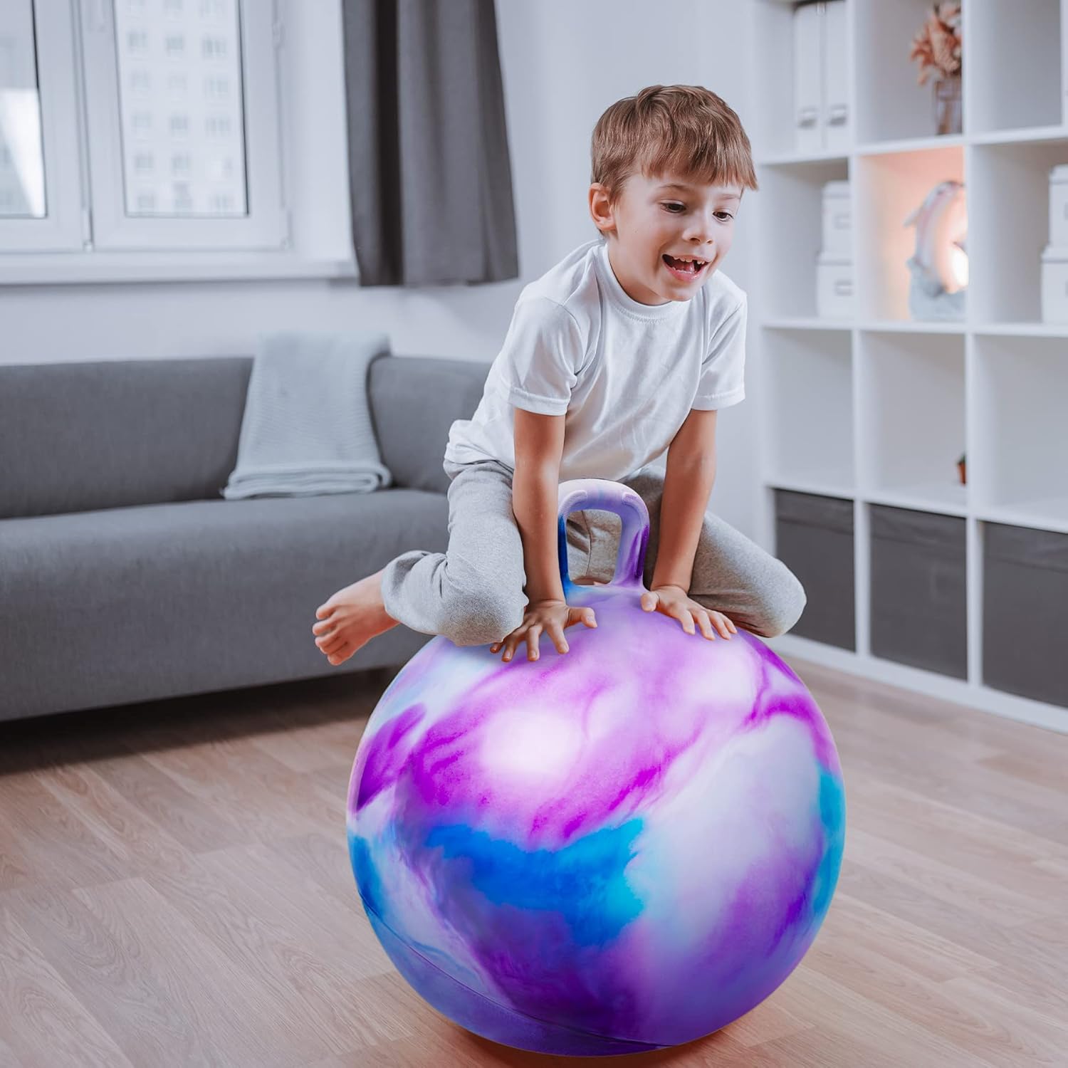 Thumbnail 6 de ZOOJOY Hopper Ball (18-inch) with Handle, Inflatable Clouds Bouncer for Kids Aged 3–8