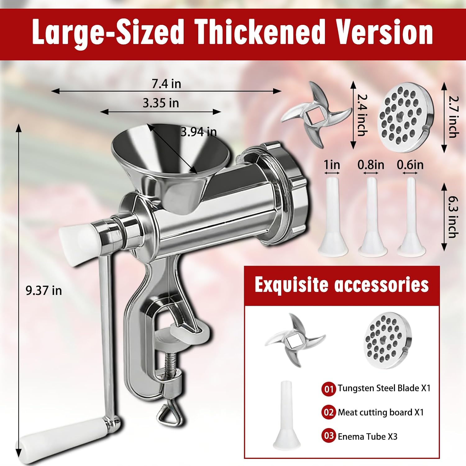 Thumbnail 6 de Manual Meat Mincer and Sausage Stuffer with Clamp – Handy Hand-Operated Kitchen Helper