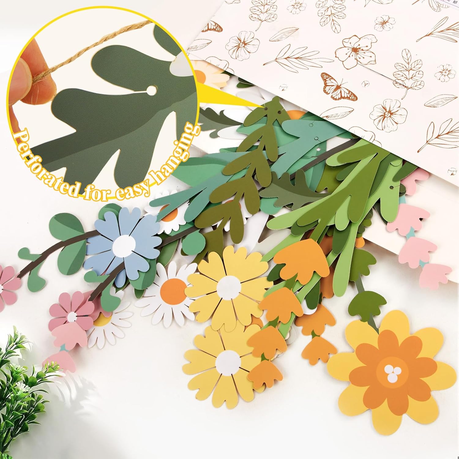 Thumbnail 2 de SUNBEAUTY Flower Paper Garland (Wildflowers) – Wildflower paper banner for indoor or outdoor party backdrops (20 pcs)