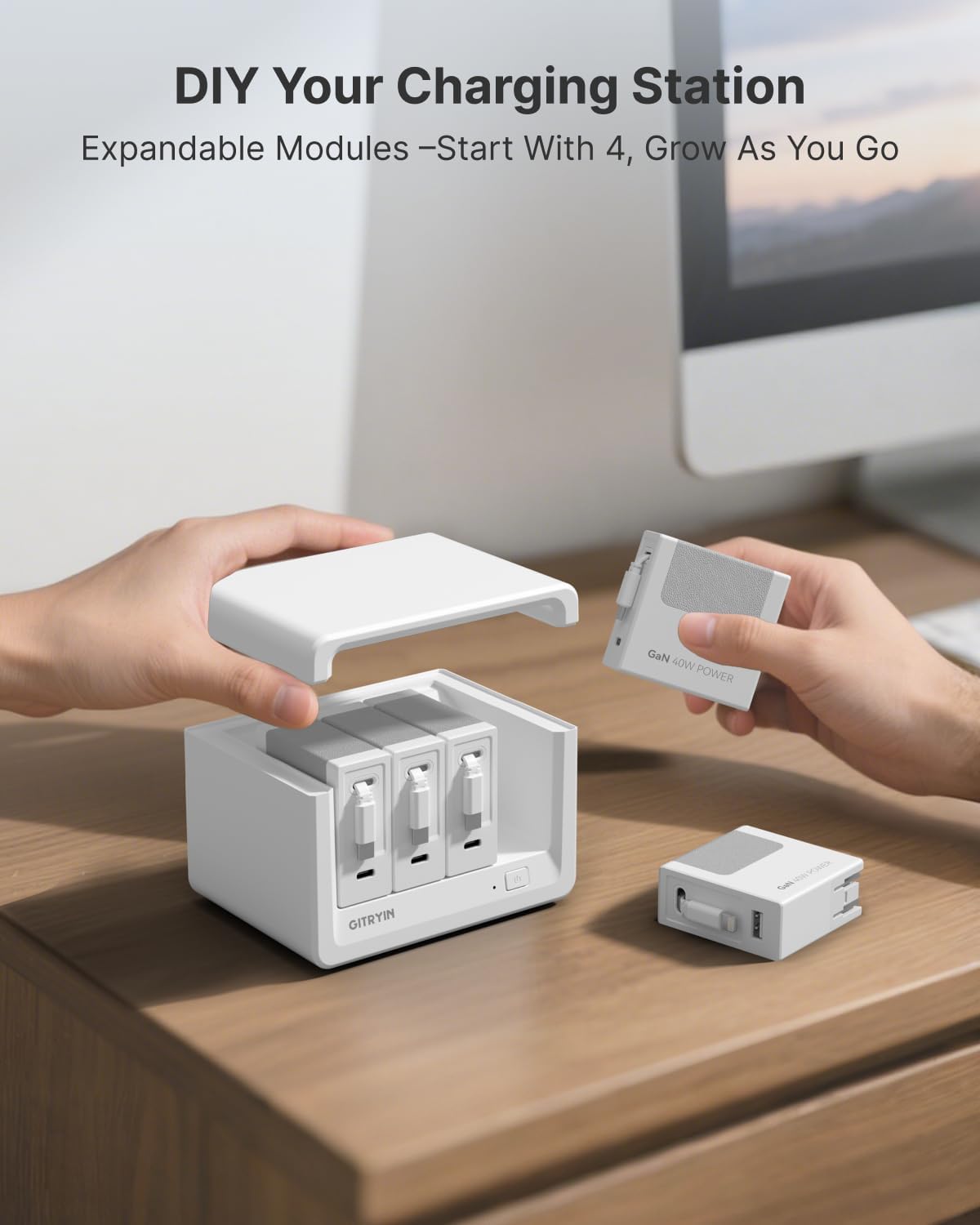 Thumbnail 6 de Gitryin 12-in-1 Desktop Charging Station: 3 Retractable USB-C Chargers + Lightning, 160W Hub