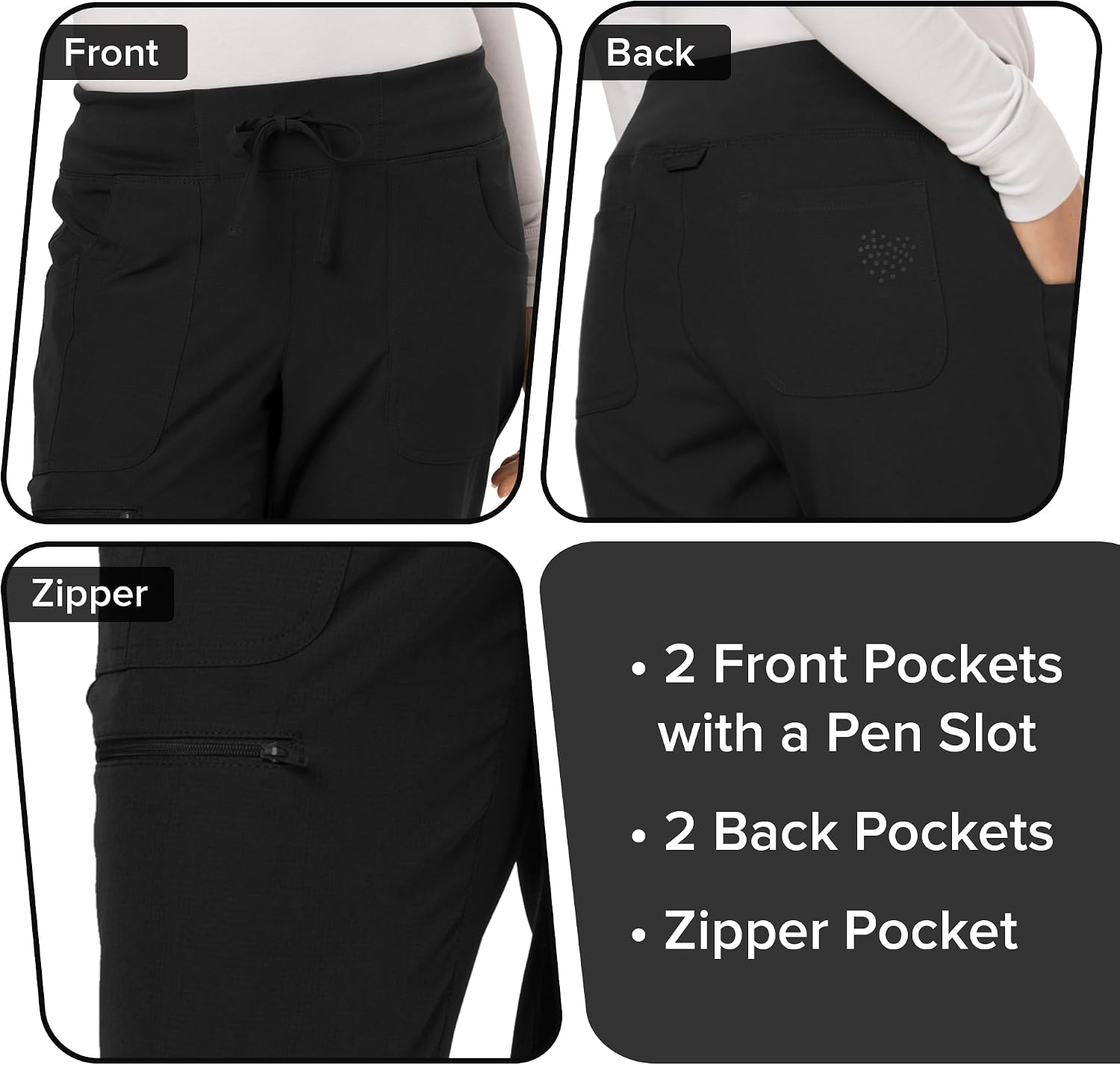 Thumbnail 5 de HeartSoul HS030 Women's Scrub Jogger Pants, 5 Pockets, Moisture-Wicking Fabric