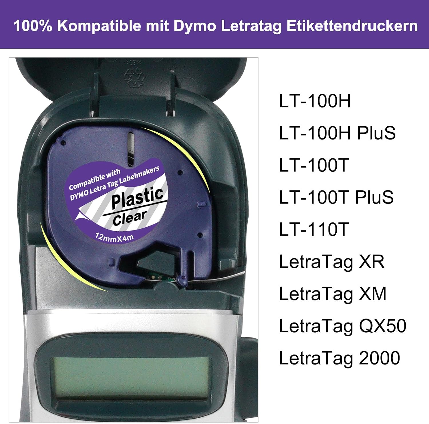 Detalle de Etikettenband 12 mm x 4 m kompatibel mit DYMO
