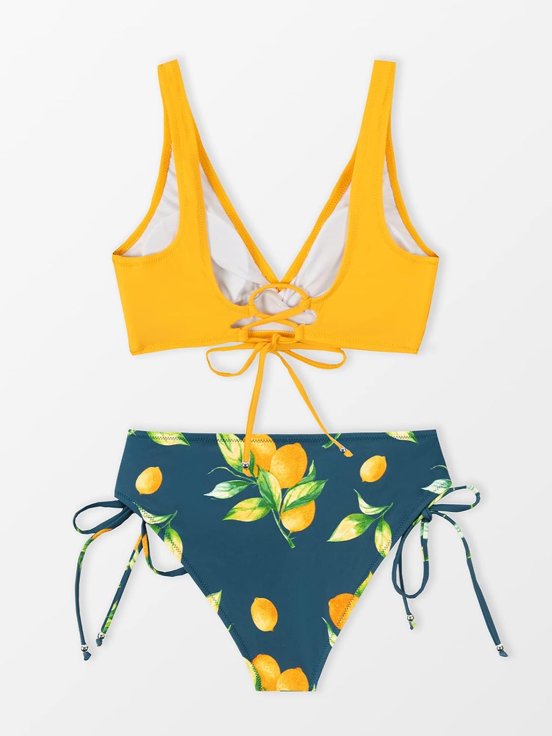 Detalle de CUPSHE Femme Bikini Froncé et Torsadé – Ensemble 2 pièces à imprimé floral