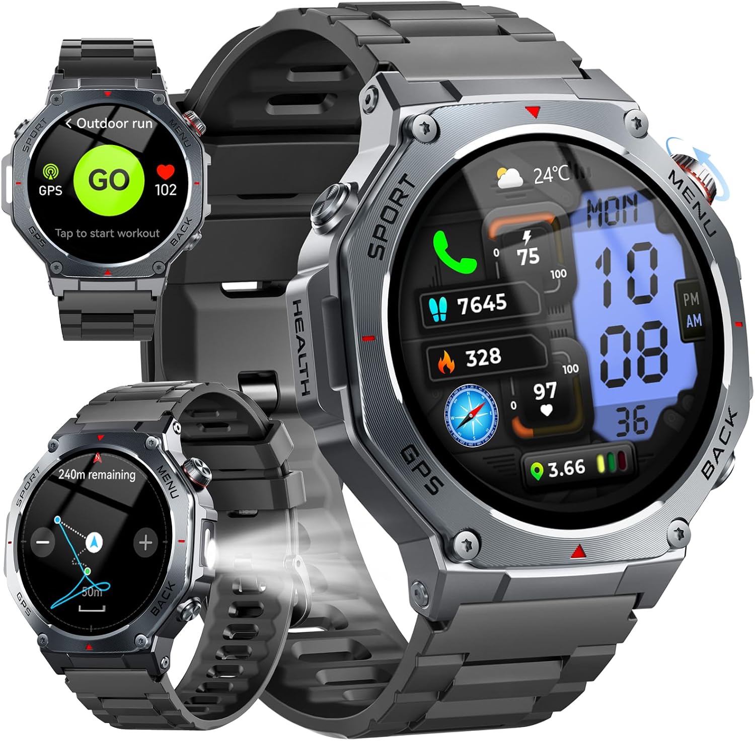 Detalle de GPS Smart Watch for Men with 1.43" AMOLED Display and Military-Grade Durability
