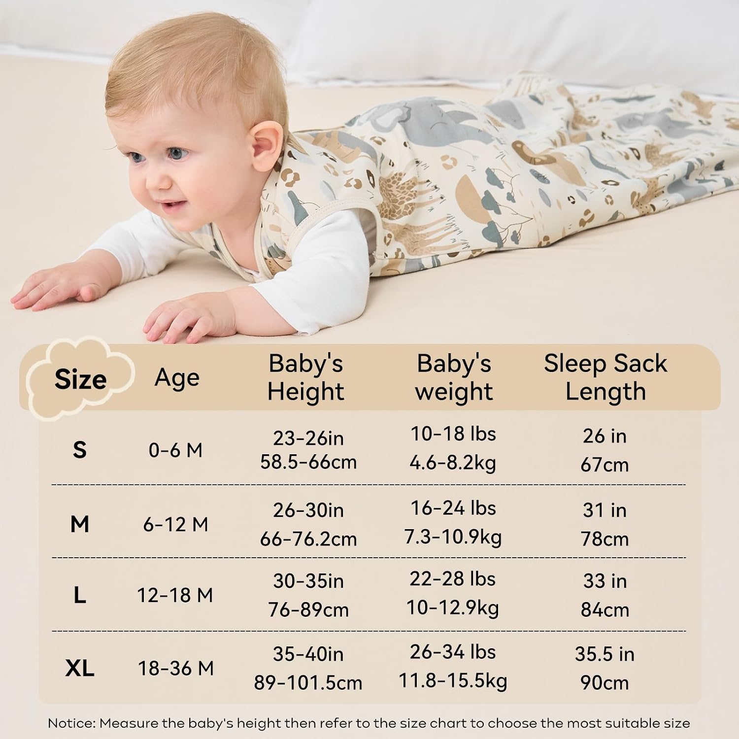 Thumbnail 5 de Unnivoll Baby Sleeping Bag 1.0 Tog (6–12 Months) – 100% Cotton Sleep Sack with 2-Way Zipper