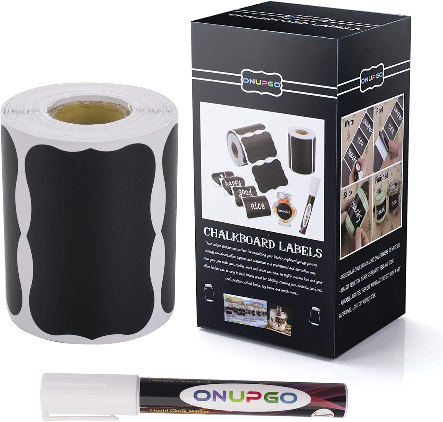 Thumbnail 5 de ONUPGO FL-001 Chalkboard Labels, 180 Waterproof Reusable Vinyl Stickers