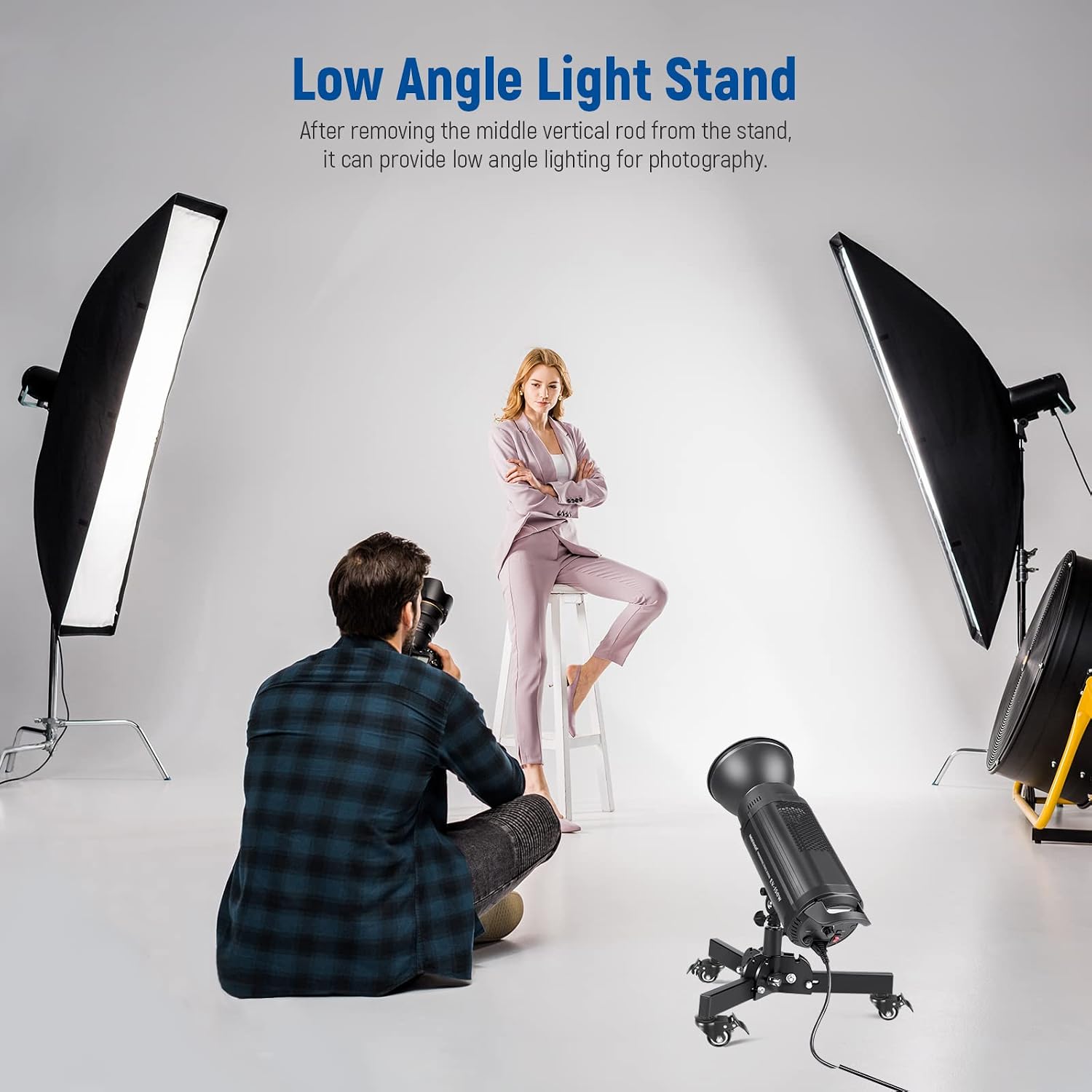 Detalle 2 de NEEWER Heavy Duty Light Stand with Casters (2.4ft) for Low-Angle Photography