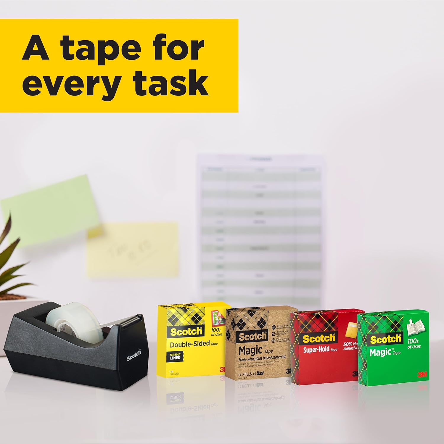 Thumbnail 6 de Scotch Desktop Tape Dispenser C38 (Black) with Scotch MagicTape, 19 mm x 33 m, 3 Rolls