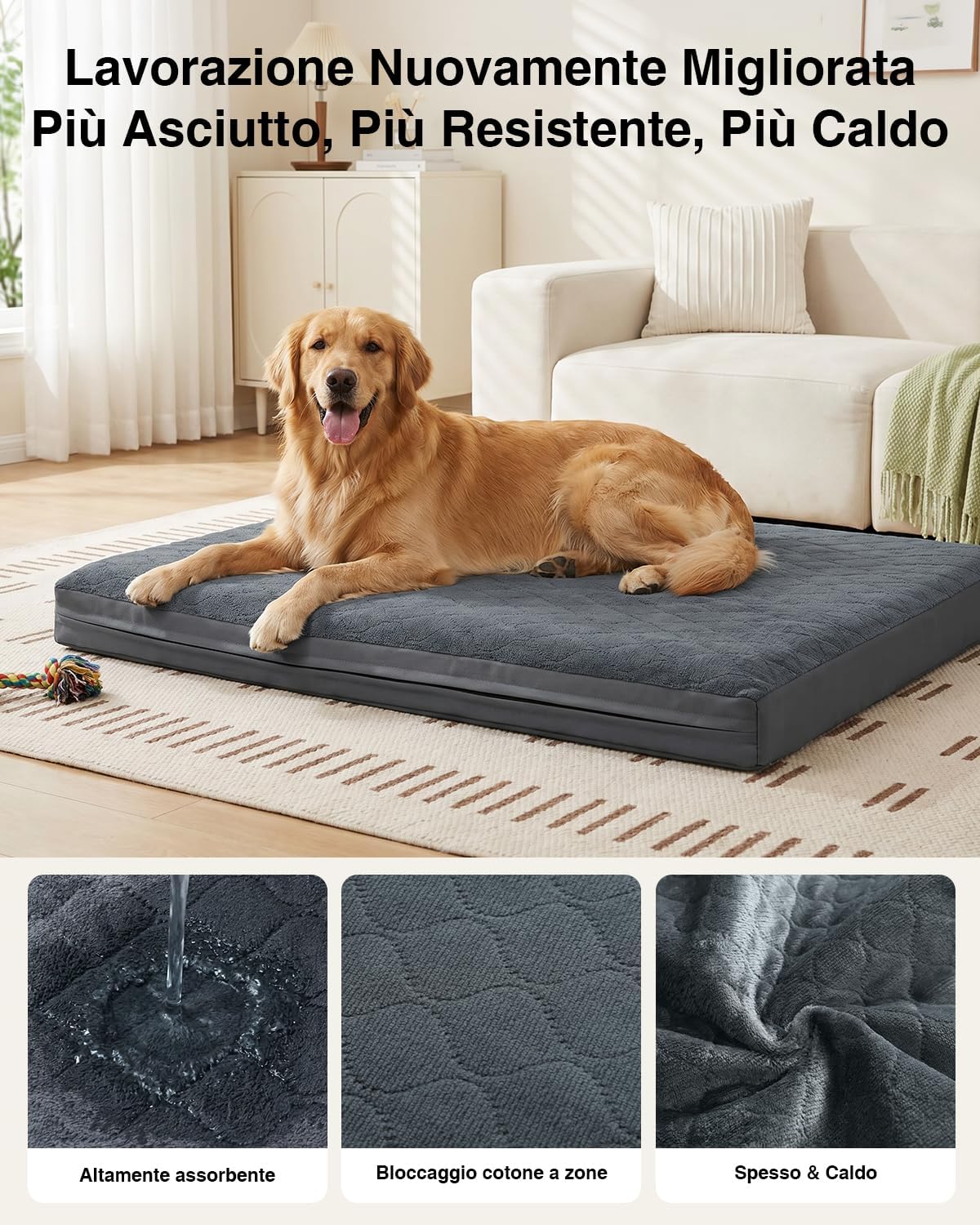 Detalle de Favodormir Cuccia Cane Interno Taglia Grande XL-119x73x9cm: Cuccia impermeabile e sfoderabile per cani grandi