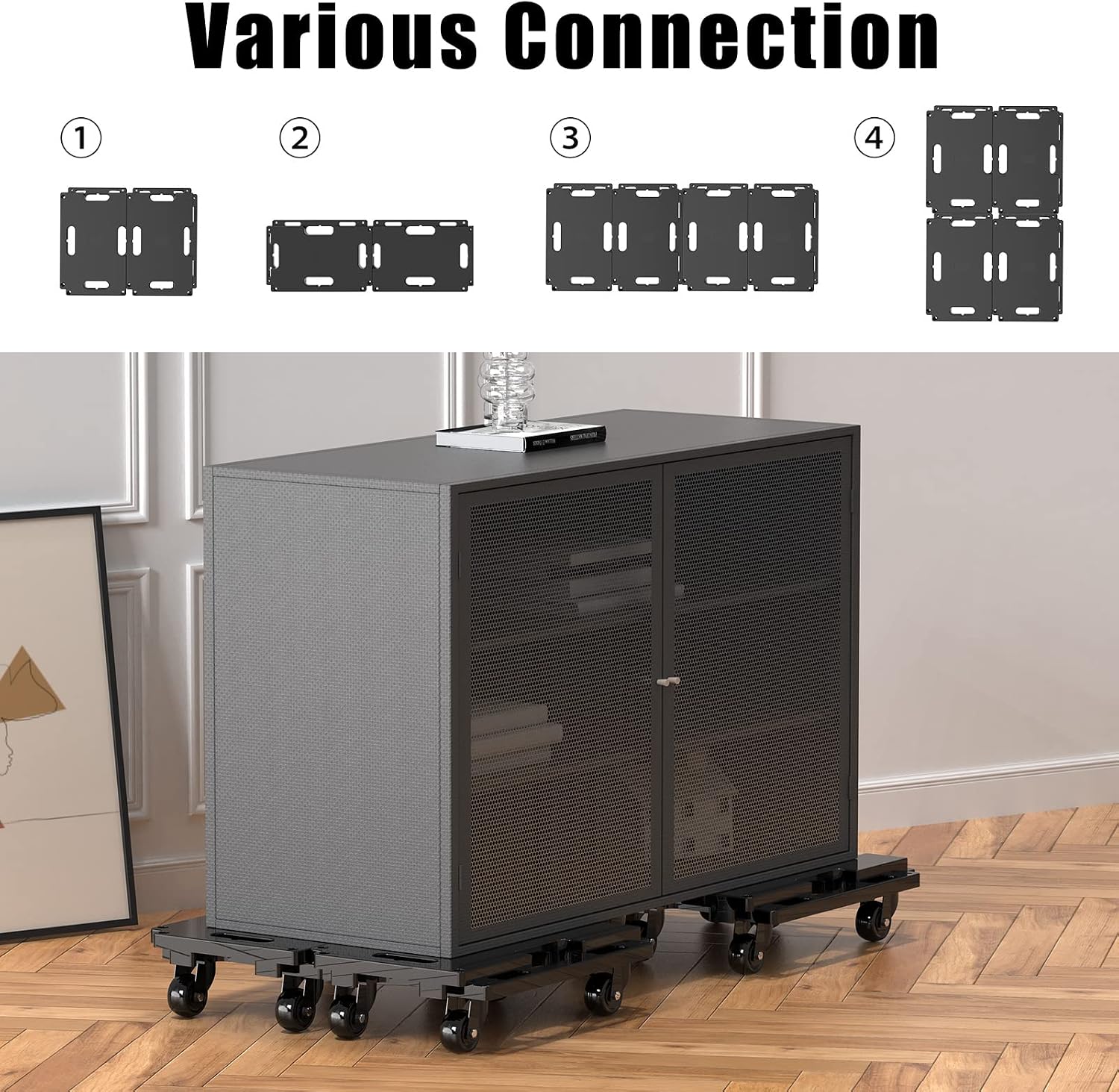 Thumbnail 5 de SOLEJAZZ Mobile Dolly Connectable – 4-Pack, 440 LBS Capacity, Heavy-Duty 4-Wheel Moving Trolleys