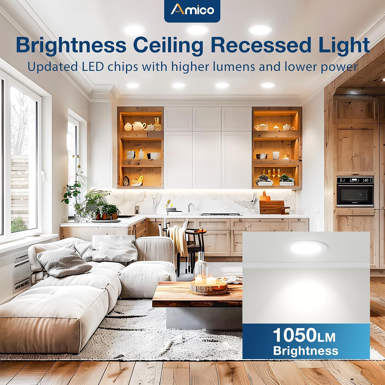 Thumbnail 6 de Amico 48-Pack 6-Inch 5CCT Ultra-Thin LED Recessed Ceiling Lights (2700K–5000K) — Dimmable, ETL&FCC
