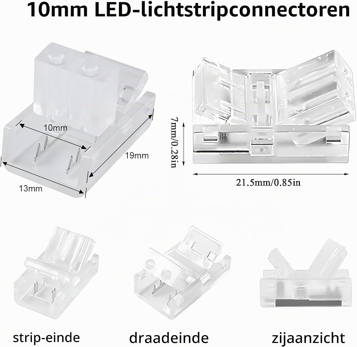 Thumbnail 2 de Clearhill CON-10MM2PIN-STL20P 2-polige LED-stripconnector, transparant, 20 stuks