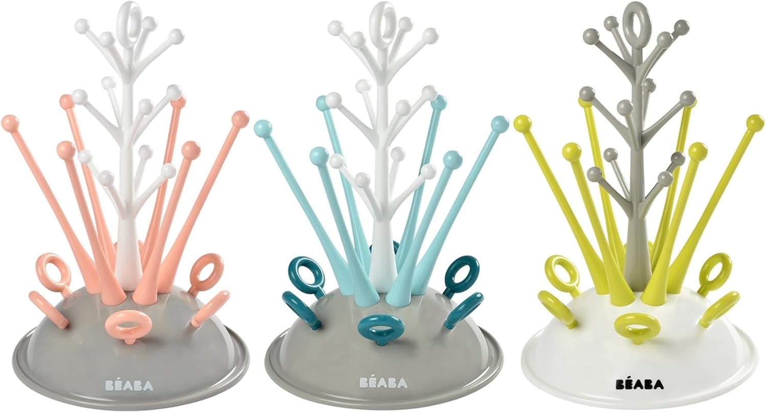 Detalle de BÉABA Egoutte-biberons Arbre – Grande capacité pour 6 biberons et accessoires avec bac d’eau amovible