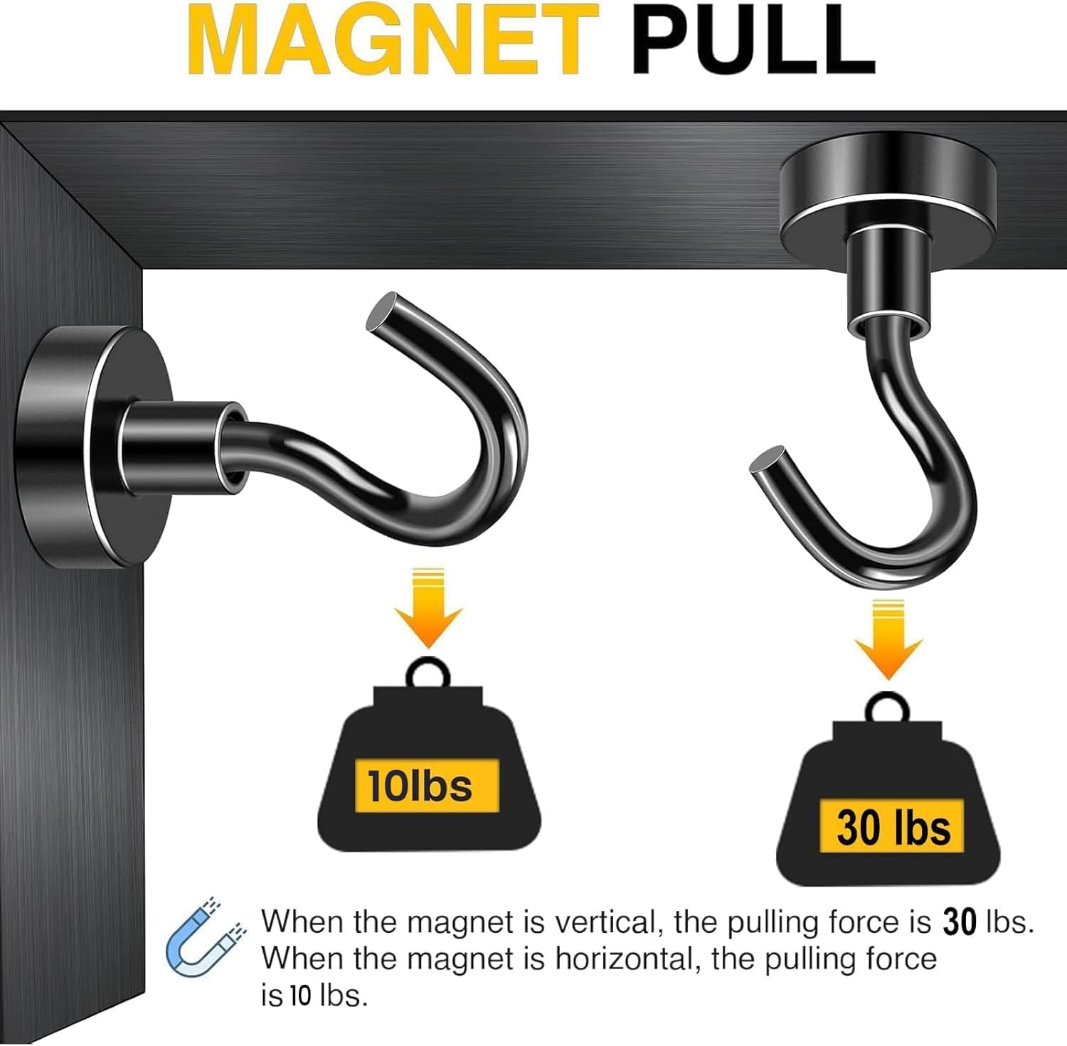 Thumbnail 4 de DIYMAG 6 Magnetic Hooks, 30-Pound Capacity, Neodymium and Steel