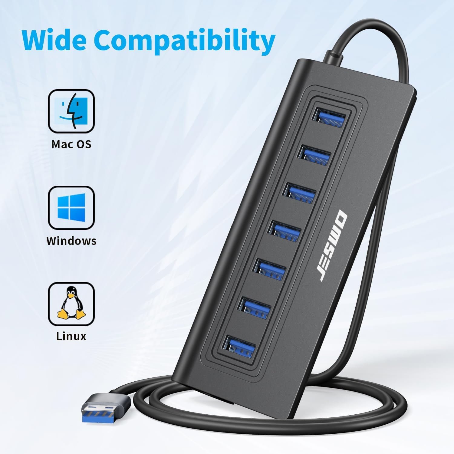 Thumbnail 3 de USB 3.0 Hub 7-Port – Aluminium design, 5Gbps, 3.4ft cable
