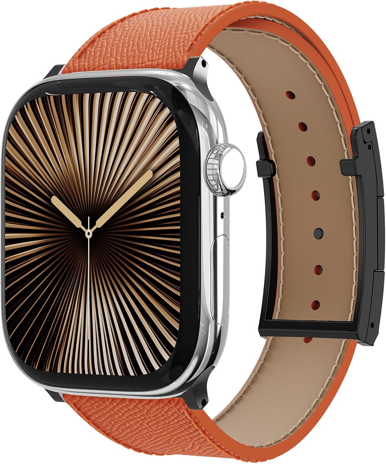 Detalle de Leather Watch Band with Magnetic Buckle for Apple Watch Ultra (49–38mm) – Dressy, Durable Replacement Strap