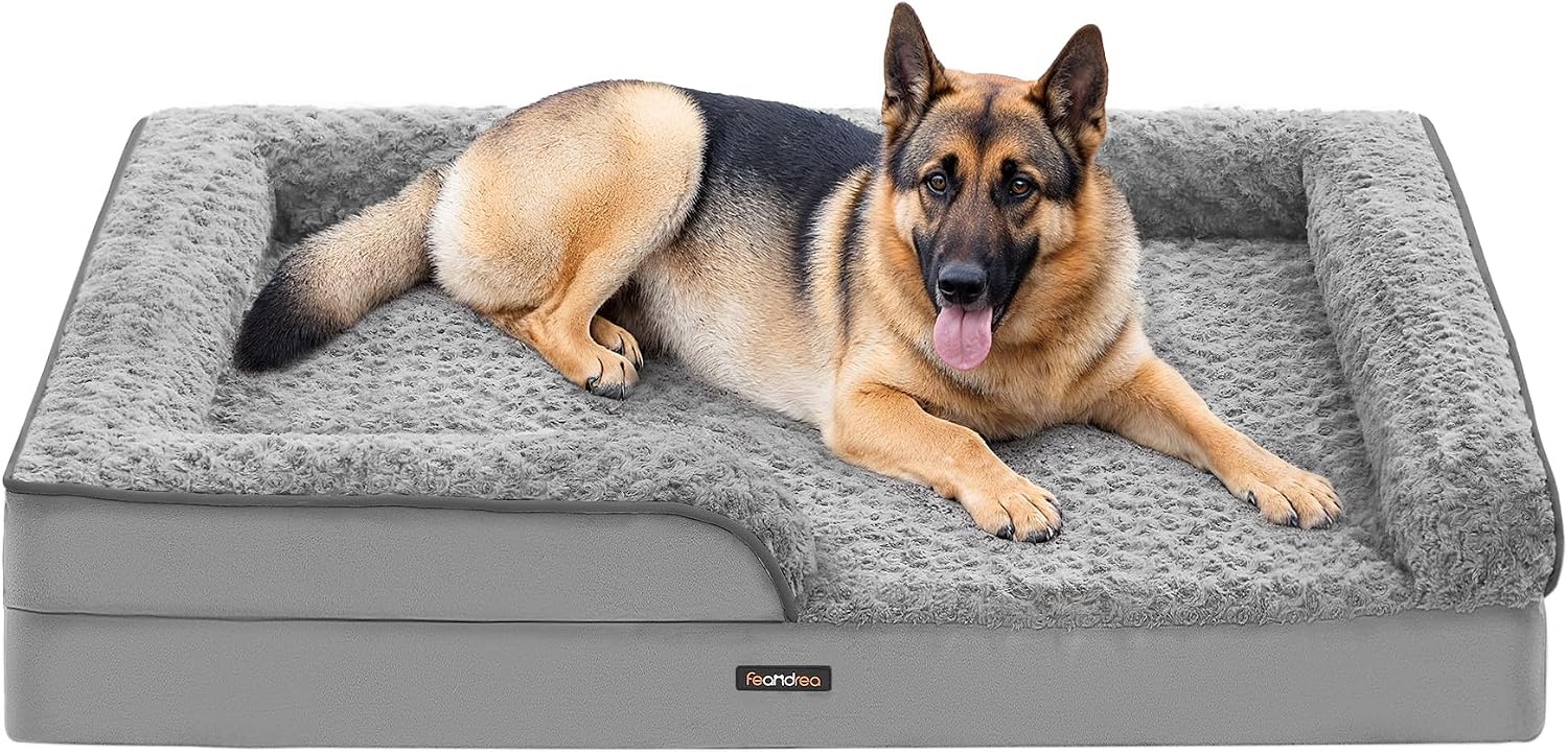 Detalle de Feandrea PGW254G01 orthopädisches Hundebett 122×85×16 cm