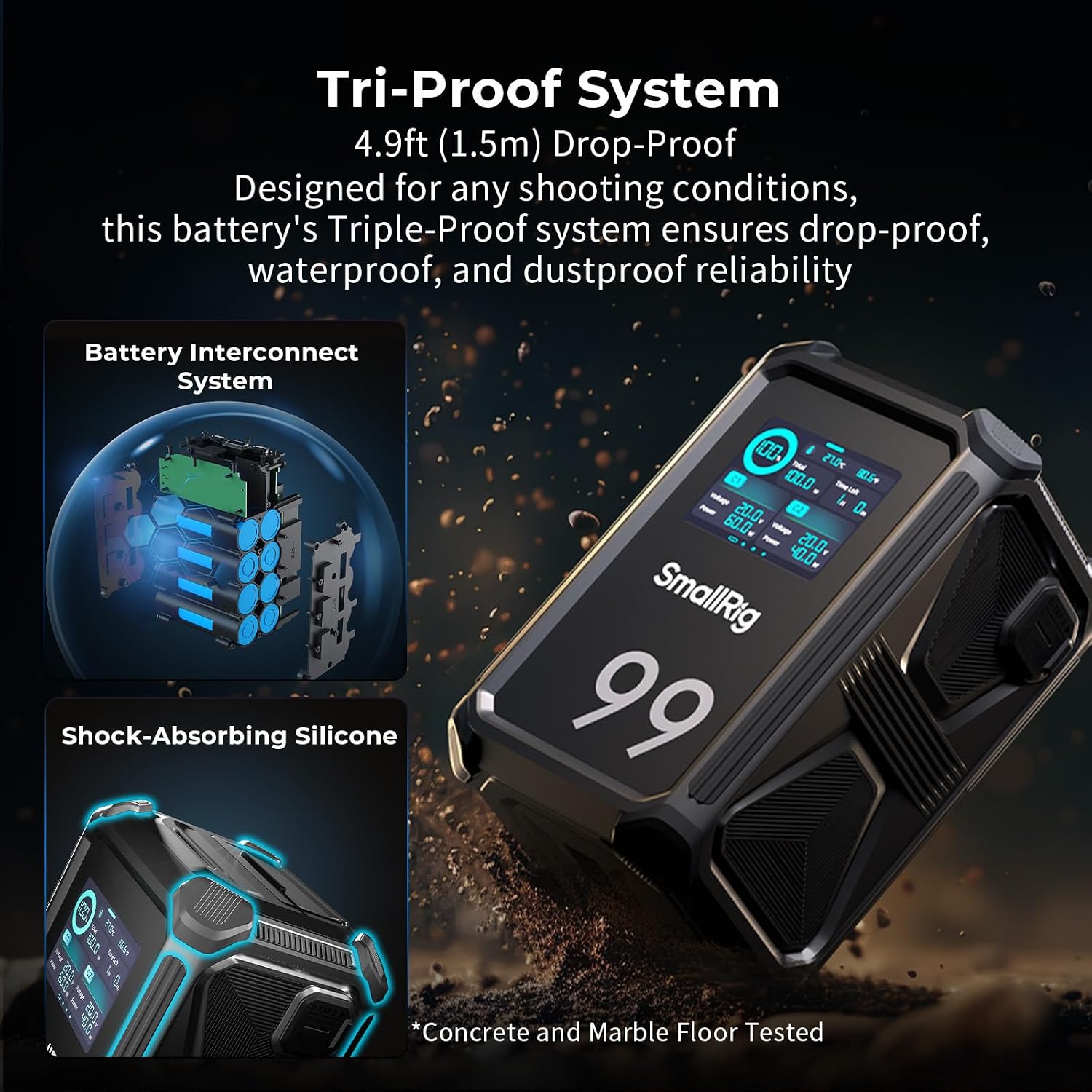 Thumbnail 5 de SmallRig V Mount Battery X99 (99Wh / 6800mAh) with 2.0-inch touchscreen, 100W USB-C and dual D-Tap – 4984