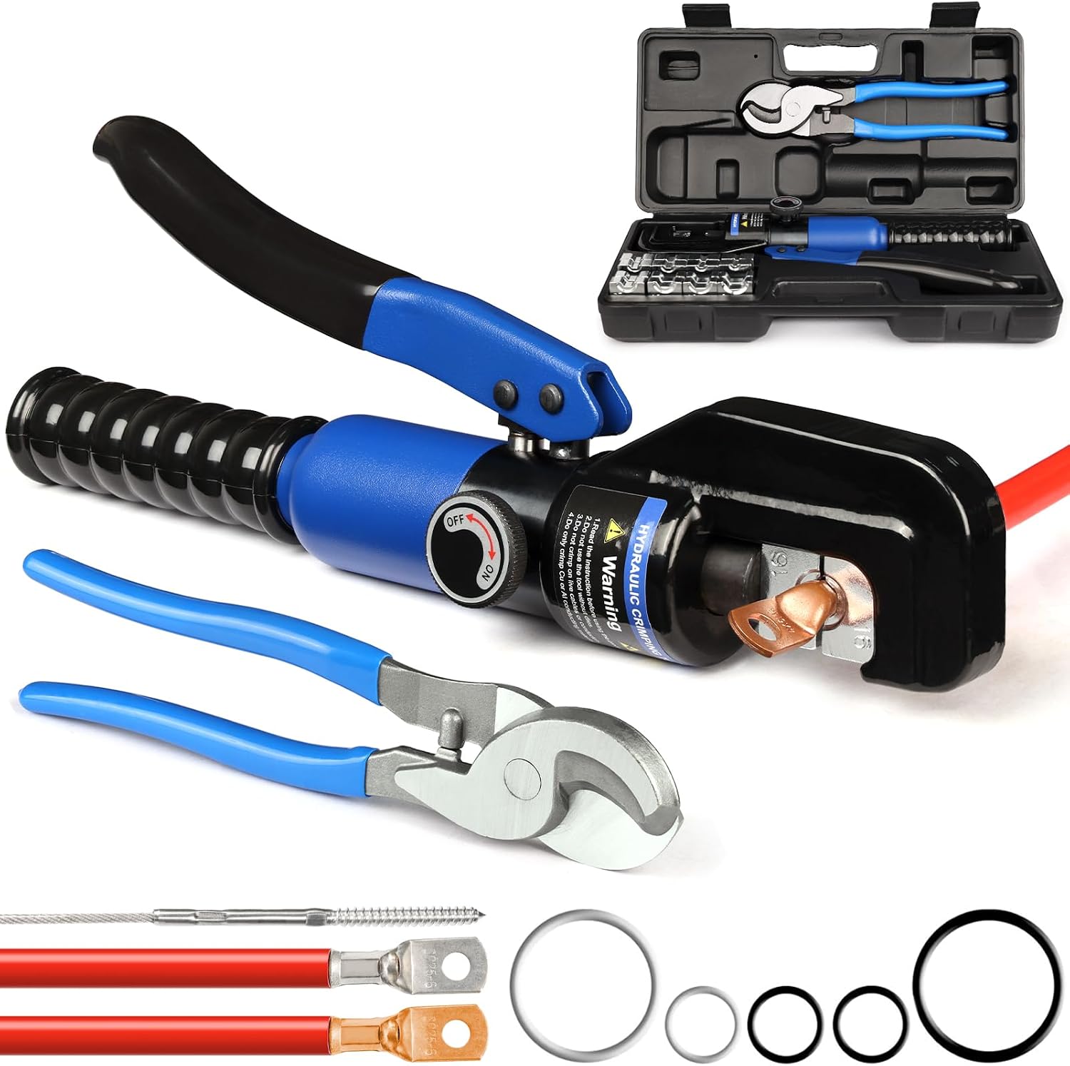 Detalle de Solsop YQK-70BU Hydraulic Crimping Tool, 10 Ton, 9 Dies, 12–2/0 AWG