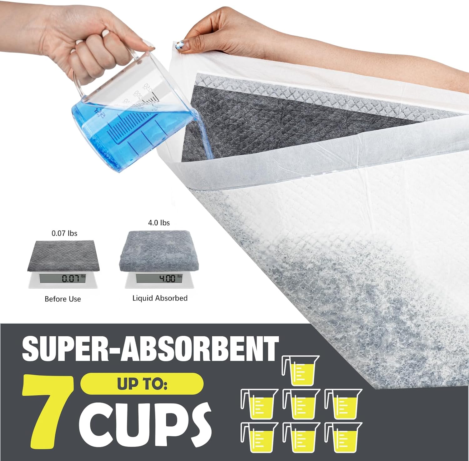 Thumbnail 3 de Flying Paws Trainingsunterlagen Einweg-Welpenunterlagen mit Aktivkohle, 60×60 cm (L, 50 Stück)