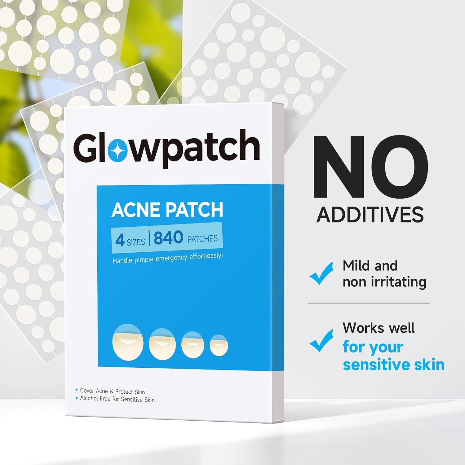 Thumbnail 6 de Glowpatch 840-Count Hydrocolloid Pimple Patches, 4 Sizes, 20 Sheets