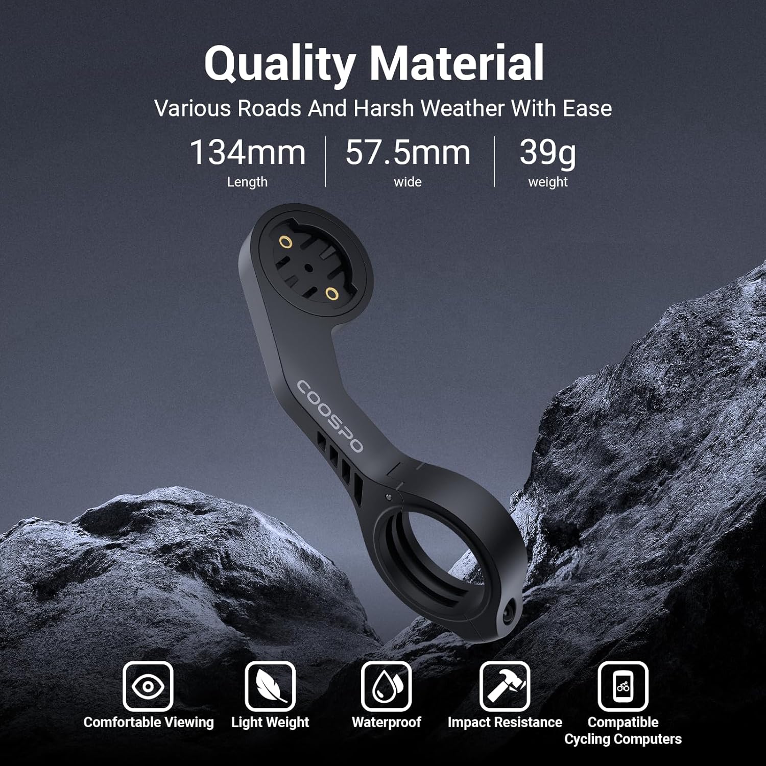 Thumbnail 1 de CooSpo MT5 Out Front Bike Computer Mount Adapter for Garmin and CooSpo (25.4mm/31.8mm)