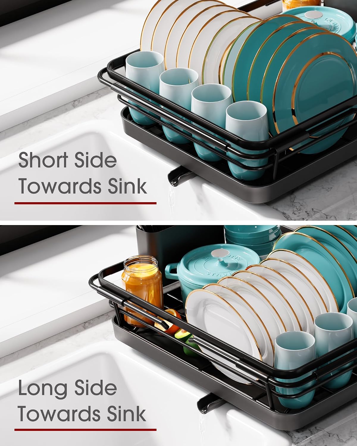Thumbnail 3 de Sakugi CA6203 Expandable Stainless Steel Dish Drying Rack, Black