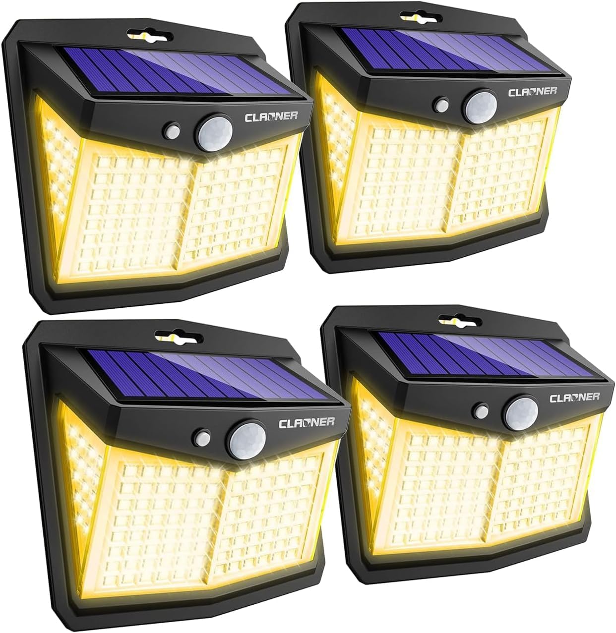 Thumbnail 6 de CLAONER Solar Powered Lights Outdoor 4-Pack: 128 LEDs, 270° Motion Sensor Wall Lights