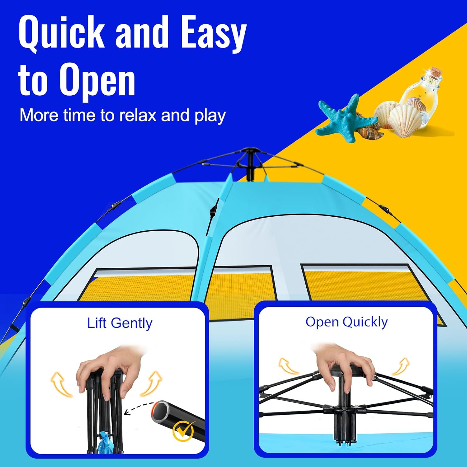 Thumbnail 2 de Purebox Beach Tent 3-4 Person: Double Doors, Quick Pop-Up Setup and UV50+ Protection