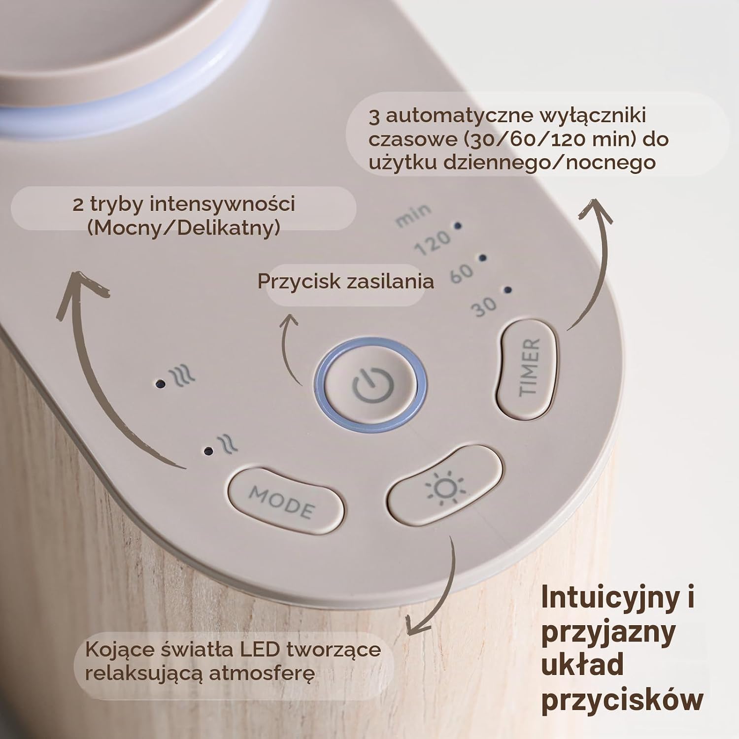 Detalle de ZMARKRAFT K679A – bezwodny dyfuzor olejków, 2 tryby mgły i 3 timery