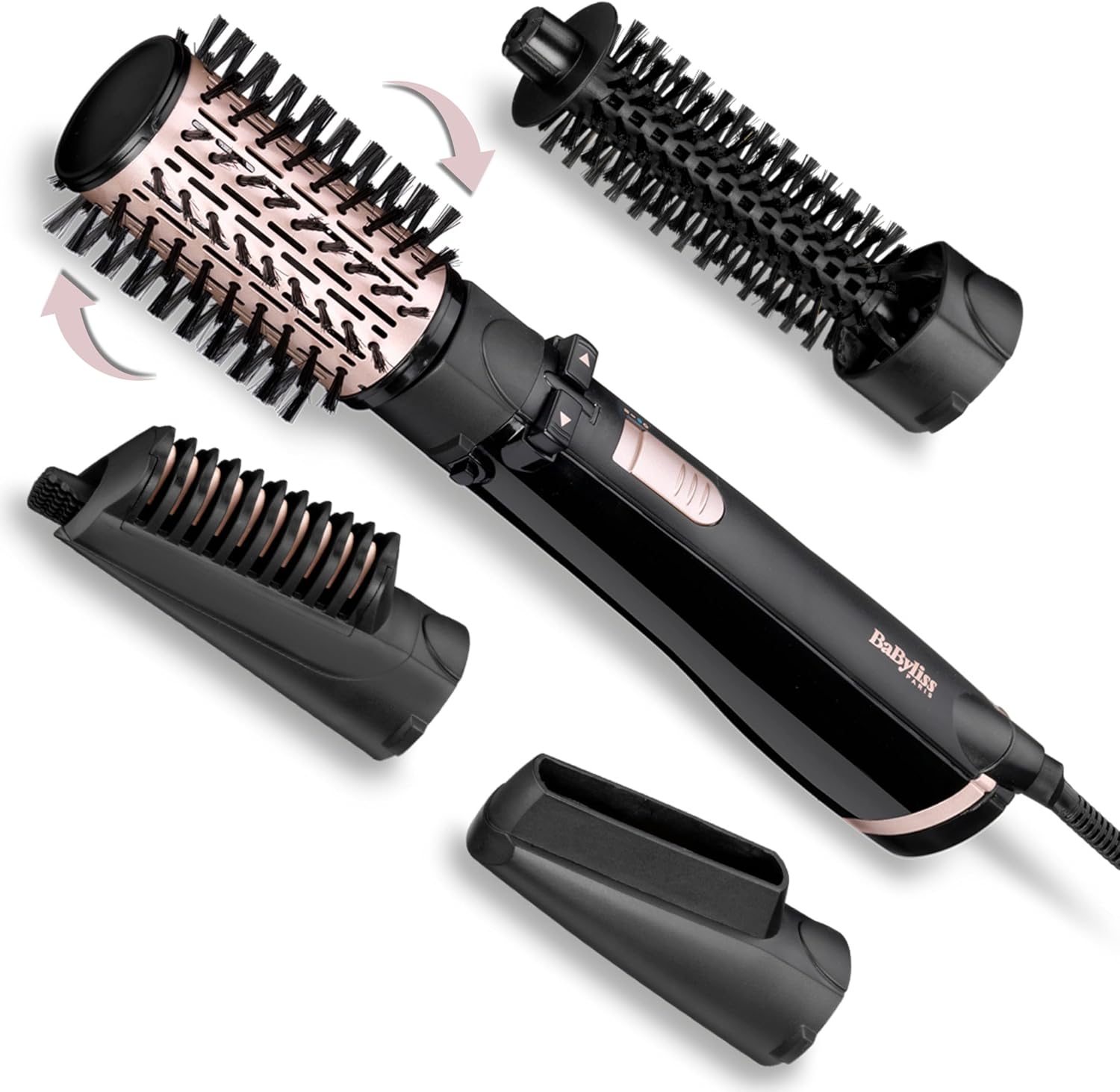 BaByliss Spazzola rotante ad aria calda AS200E con 4 accessori intercambiabili