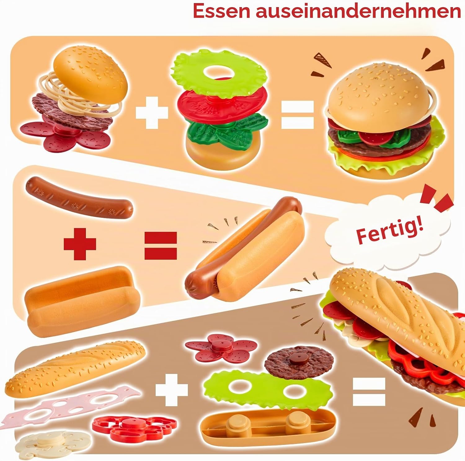 Thumbnail 1 de BUYGER Kinder Lebensmittel-Küche: Realistische Fast-Food-Figurensets für Rollenspiele und DIY-Montage