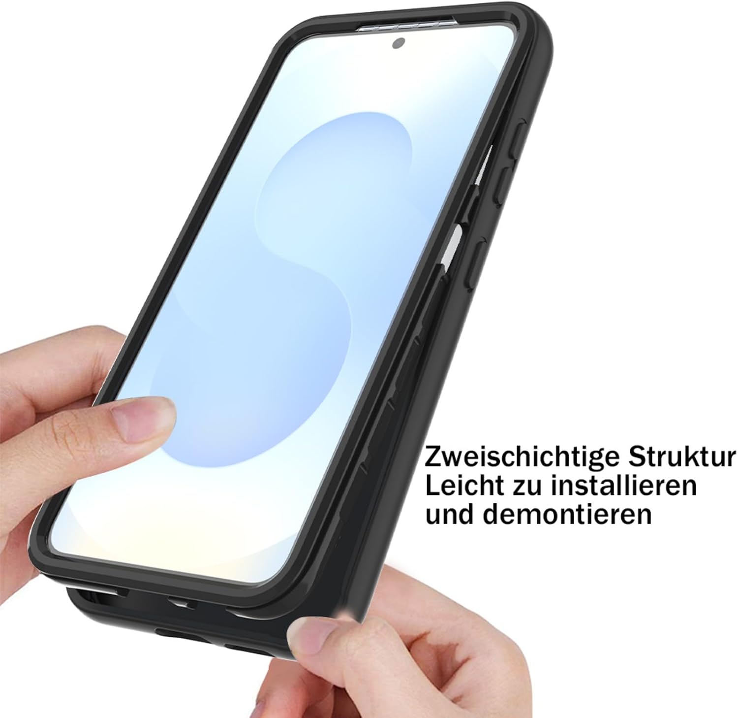 Detalle de Leedia coque Galaxy S25 5G 360° Protection avec écran intégré – Noir