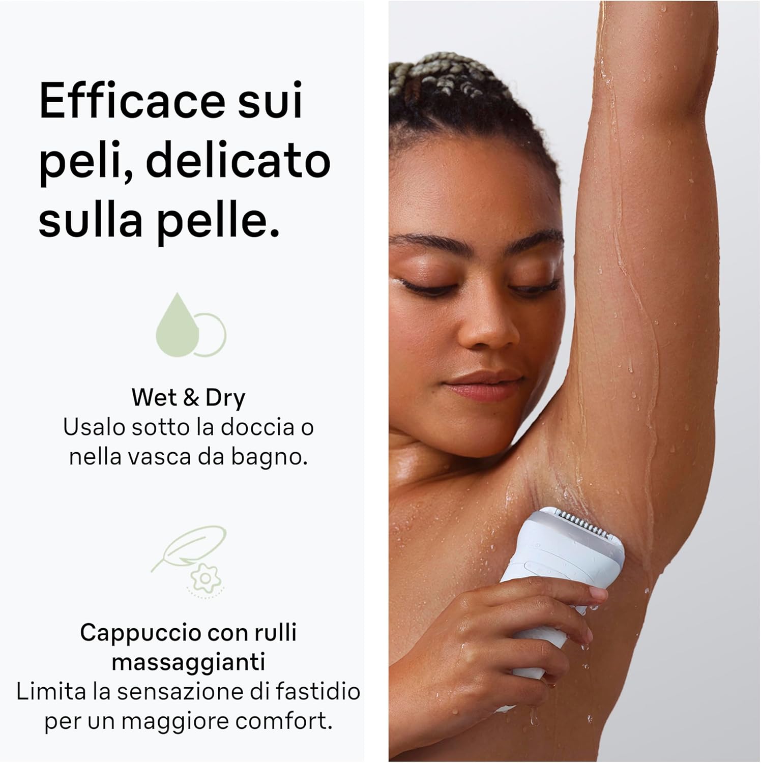 Thumbnail 3 de Braun Silk·épil 7 7-011 epilatore elettrico donna Wet & Dry con testina ampia e rasoio, argento