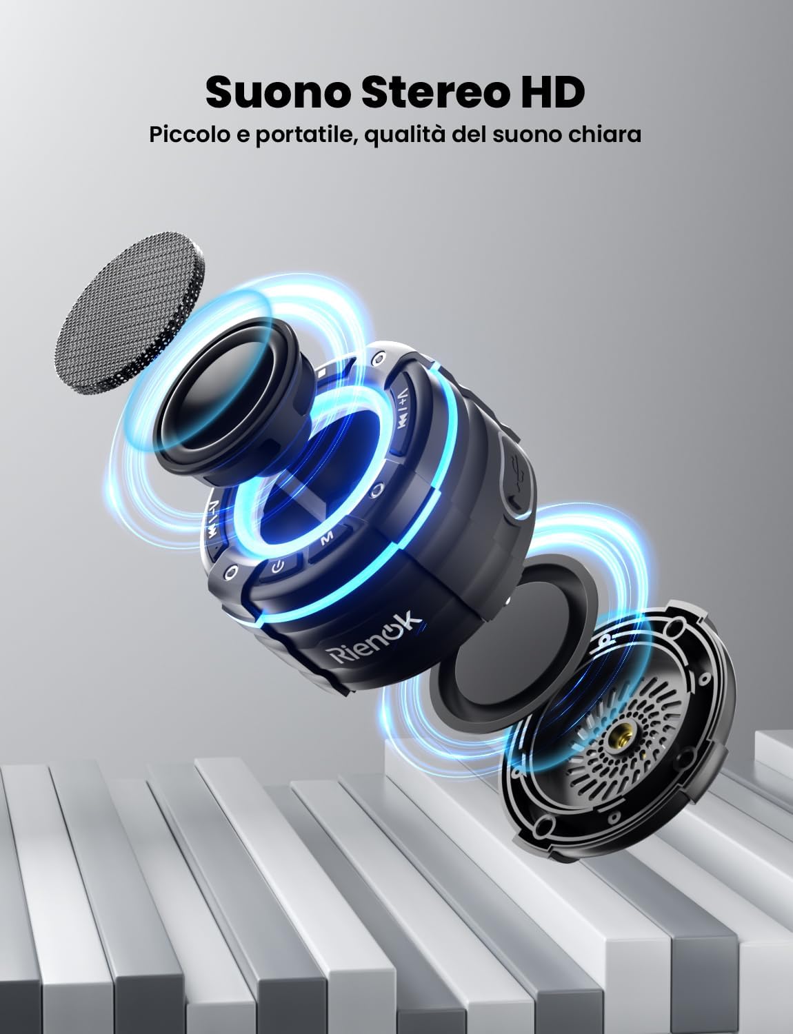 Thumbnail 5 de RIENOK Cassa Bluetooth da Doccia IPX7 con Ventosa e 12 ore di autonomia 🔊