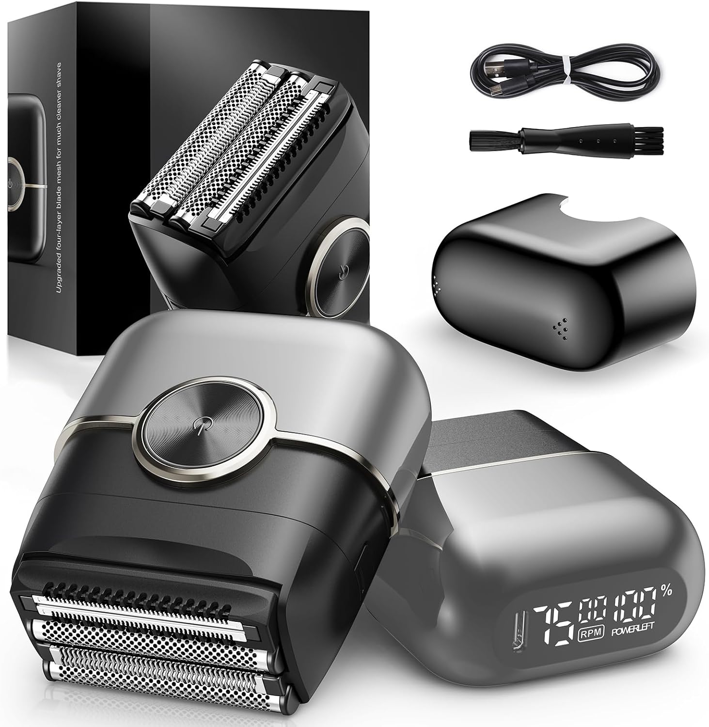 Detalle de NKTMXY Electric Foil Shaver for Men, 4 Floating Blades, LED Display, Wet/Dry