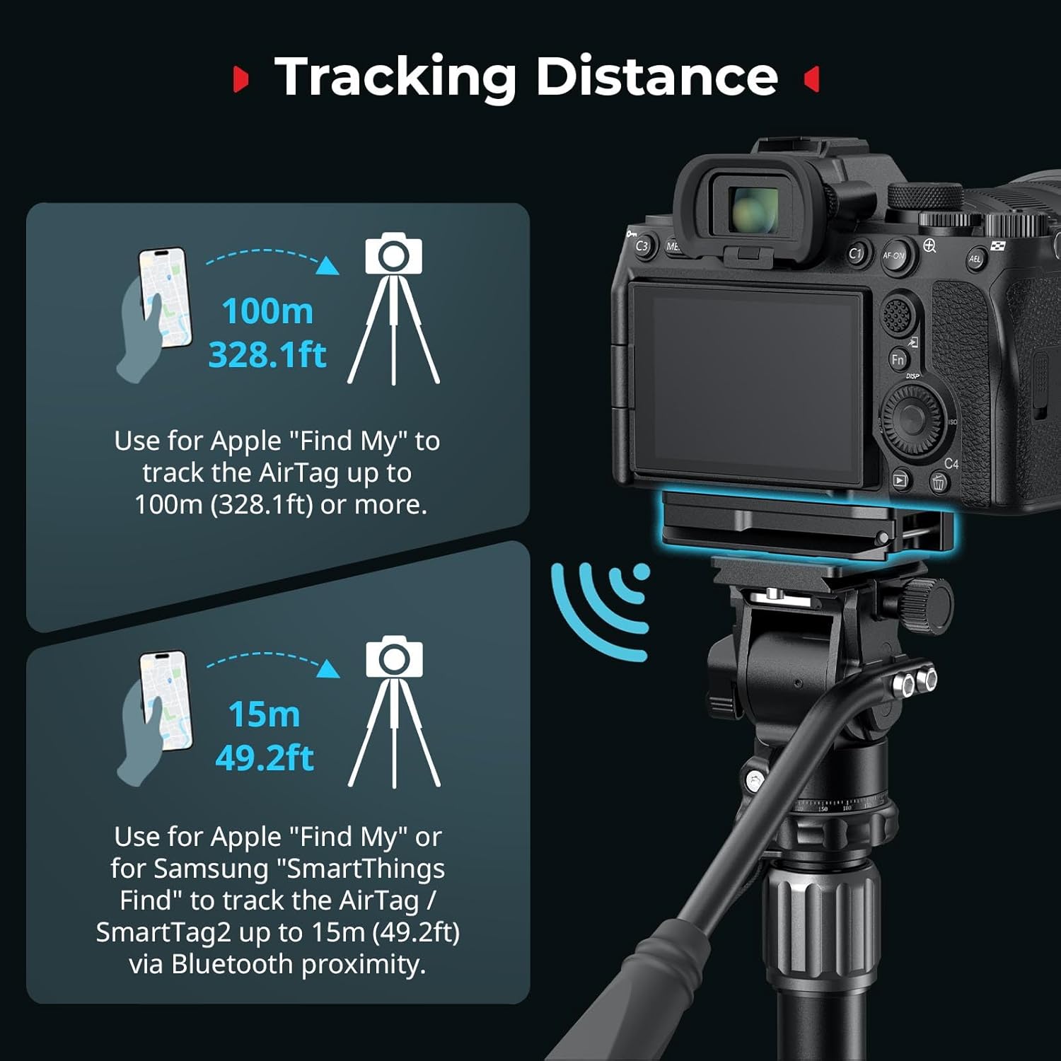 Detalle de SMALLRIG Plaque de Montage Universelle MD5422 – AirTag / SmartTag2, fixation rapide Arca-Swiss pour appareil photo