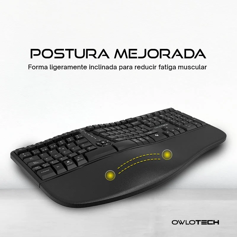 Detalle 2 de Owlotech EMK500 Teclado y ratón ergonómico wireless 2.4 GHz